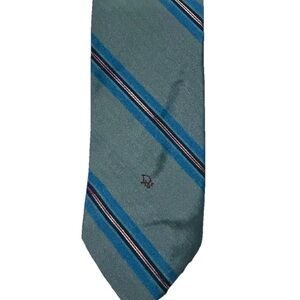 Christian Dior Silk Blend Men Neck Tie Pink USA Vintage Woven In Italy Gray